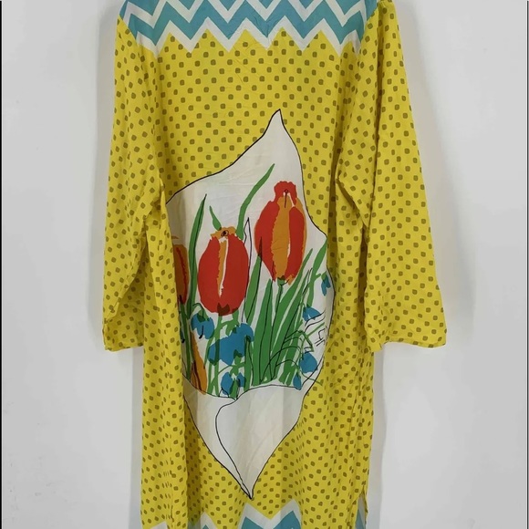 Vera for Anthropologie Bouquet Kimono Robe Open Front Cover Up One Size - Picture 6 of 12